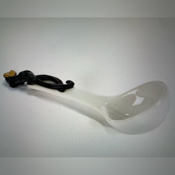 Set Of 4 Gold Leaf Stoneware Spoons. Gg Gold Leaf Collection. - Picture 2 of 3